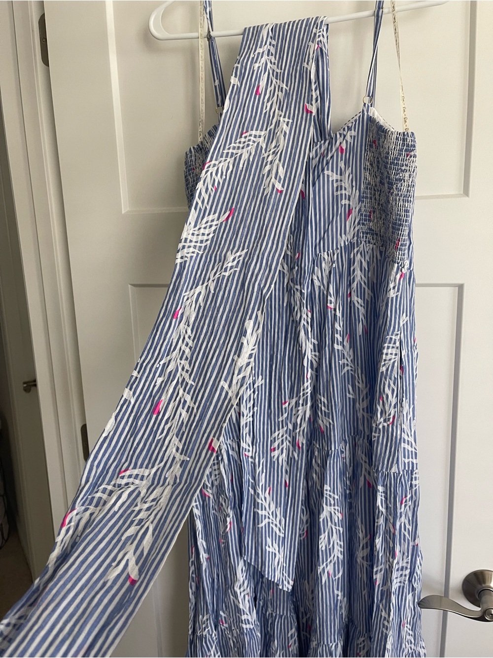 Lilly Pulitzer Light Blue Striped Floral Maxi Dress - Spaghetti Strap - Picture 6 of 6